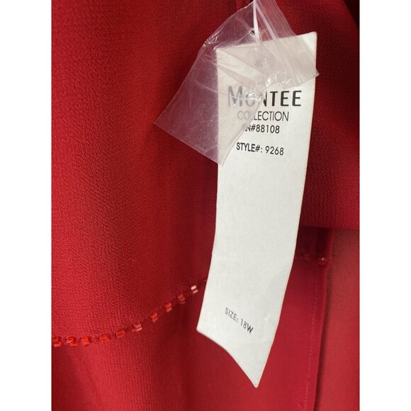 Montee Collection Womens Blouse Size 18W Red Beaded Open Overlay Top NWT - Picture 5 of 9